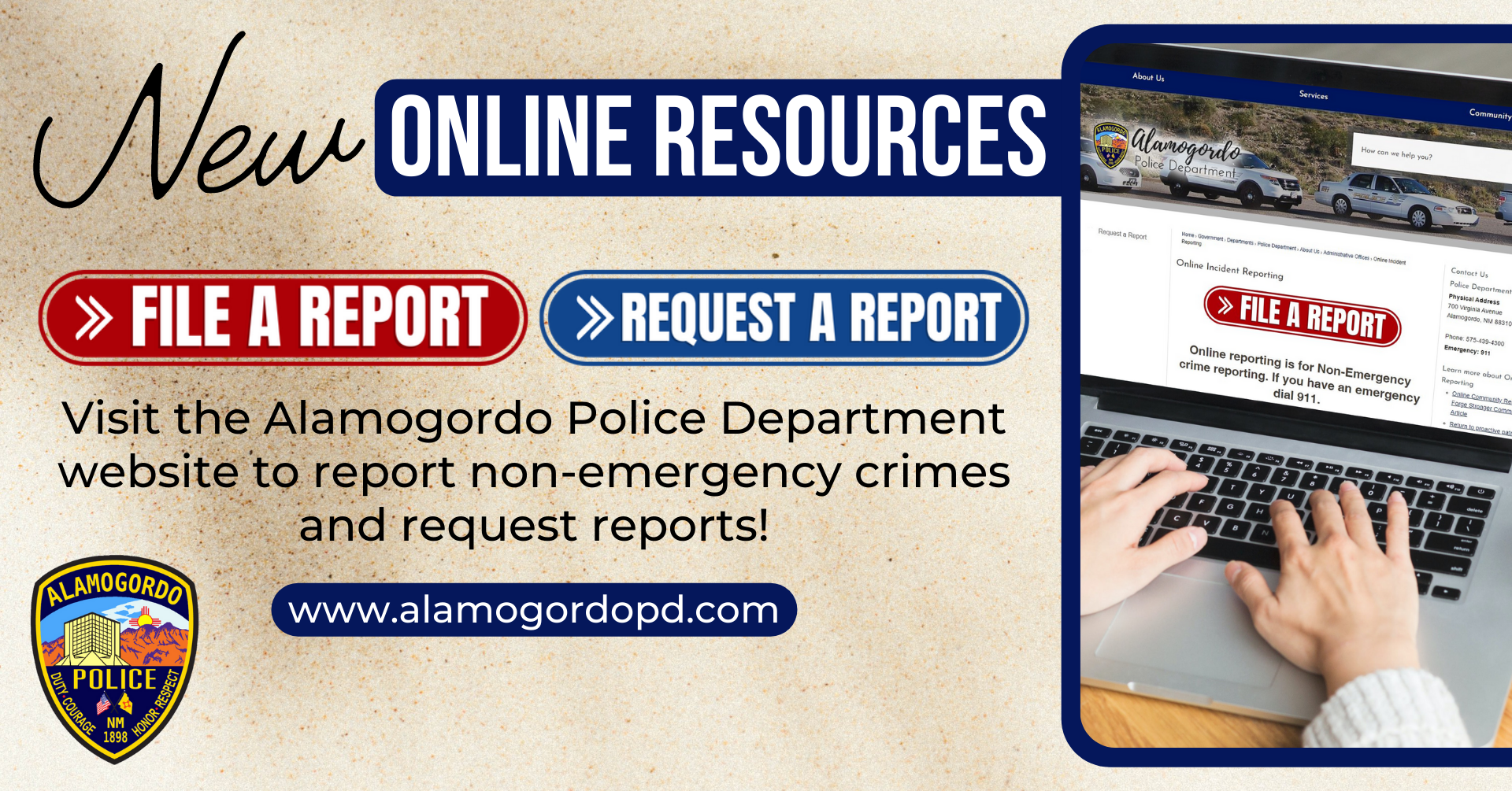 New online resources File a report Request a report